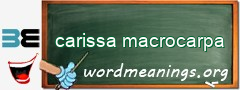 WordMeaning blackboard for carissa macrocarpa